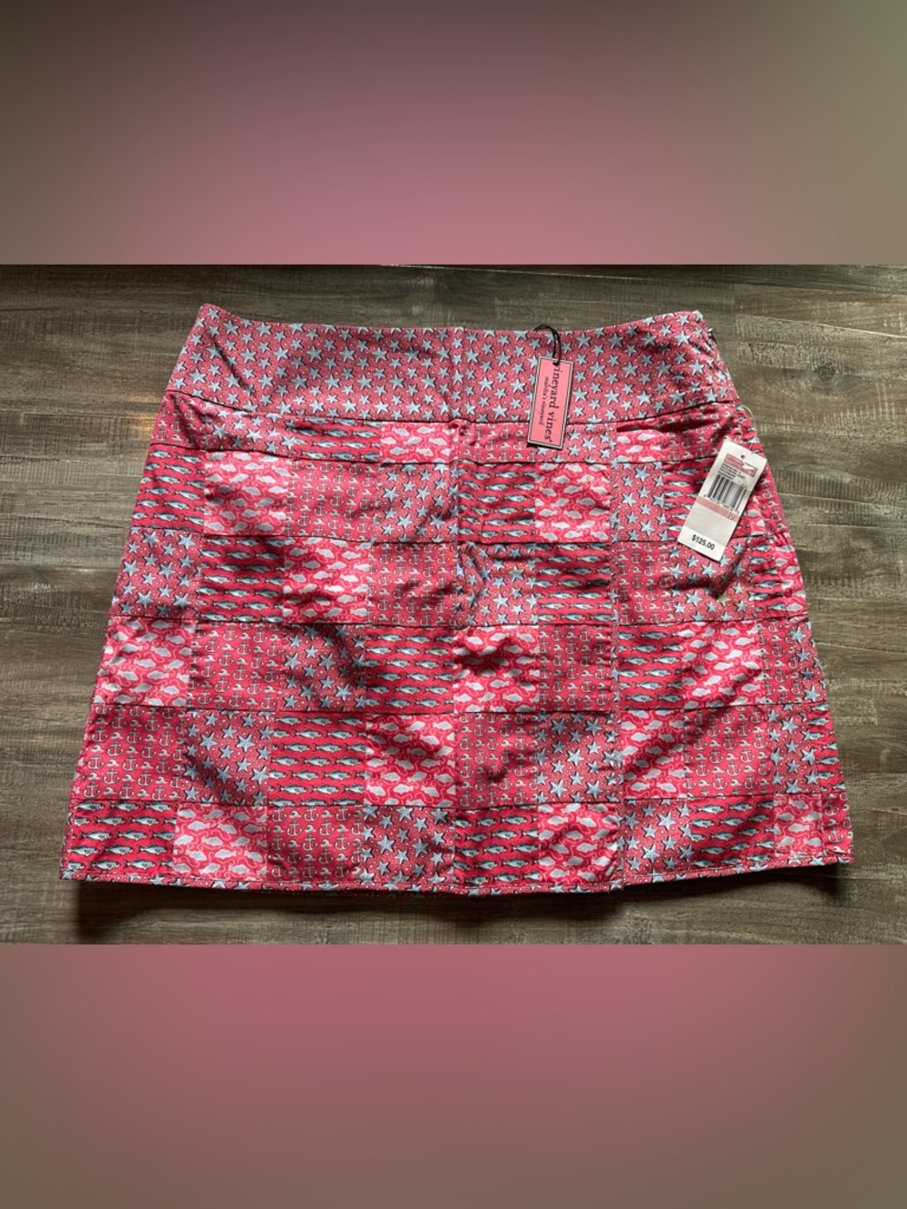 Vineyard Vines Pink Patchwork-Print Womens Size Medium Mini Skirt